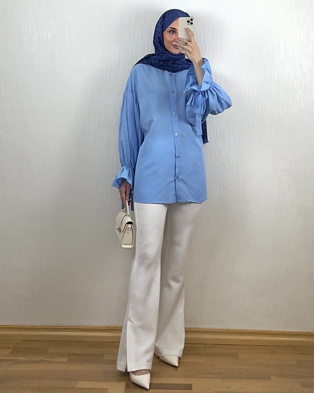 Scuba Split Flared Bukse — Hvit