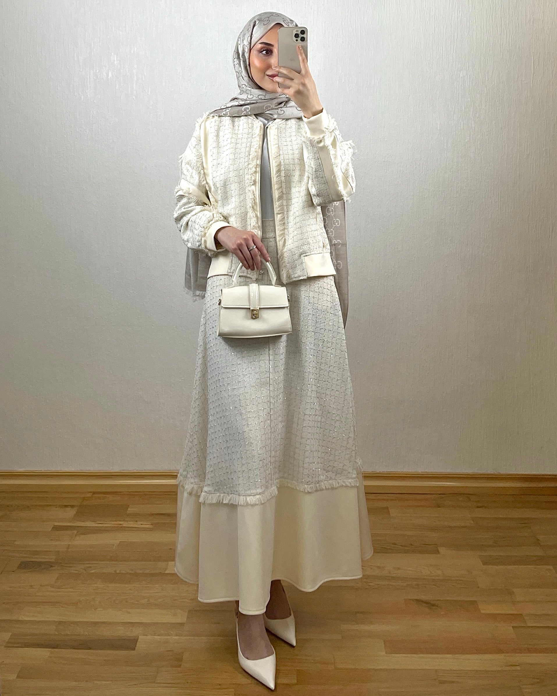 Tweed Look Sett – Krem