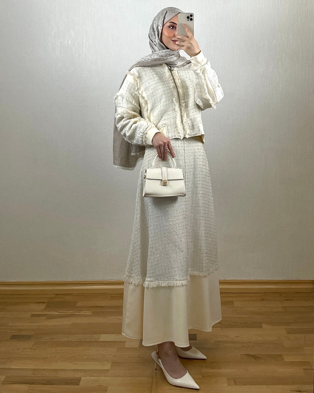 Tweed Look Sett – Krem