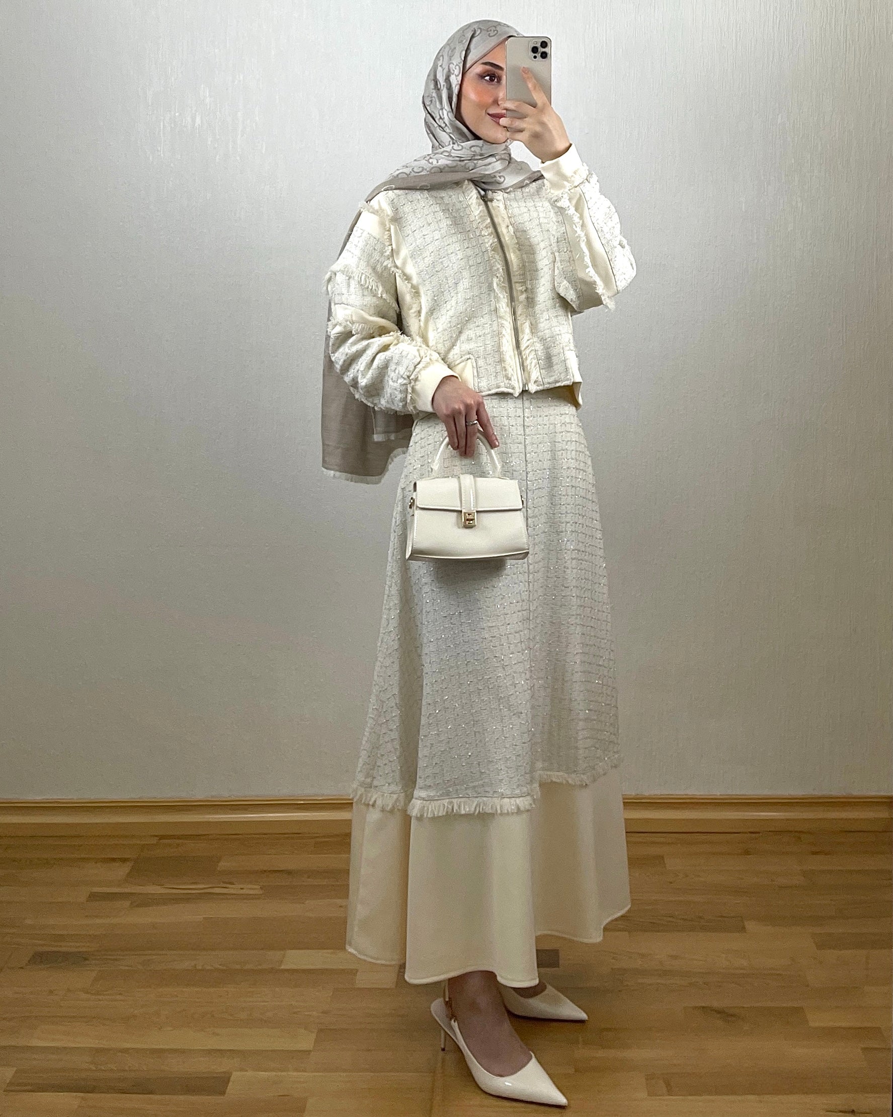 Tweed Look Sett – Krem