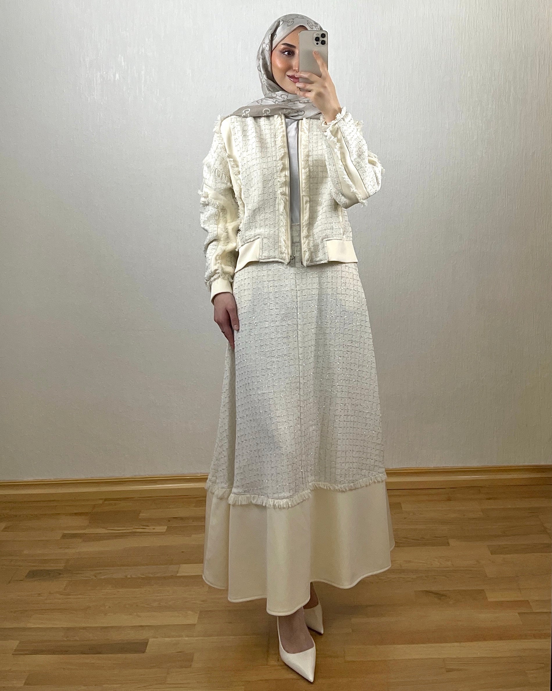 Tweed Look Sett – Krem