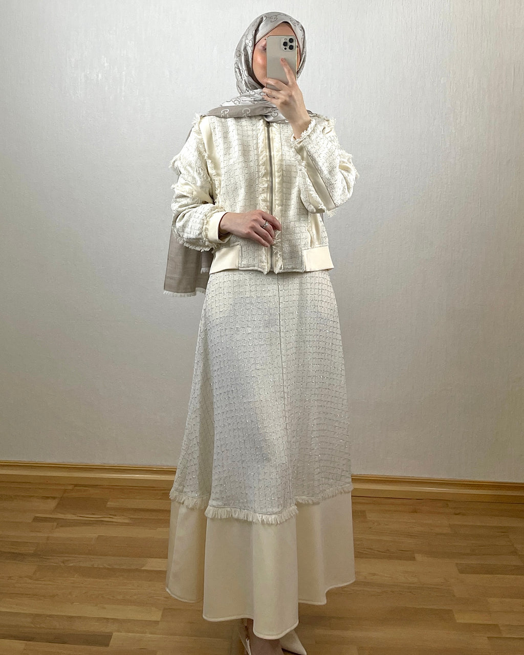 Tweed Look Sett – Krem