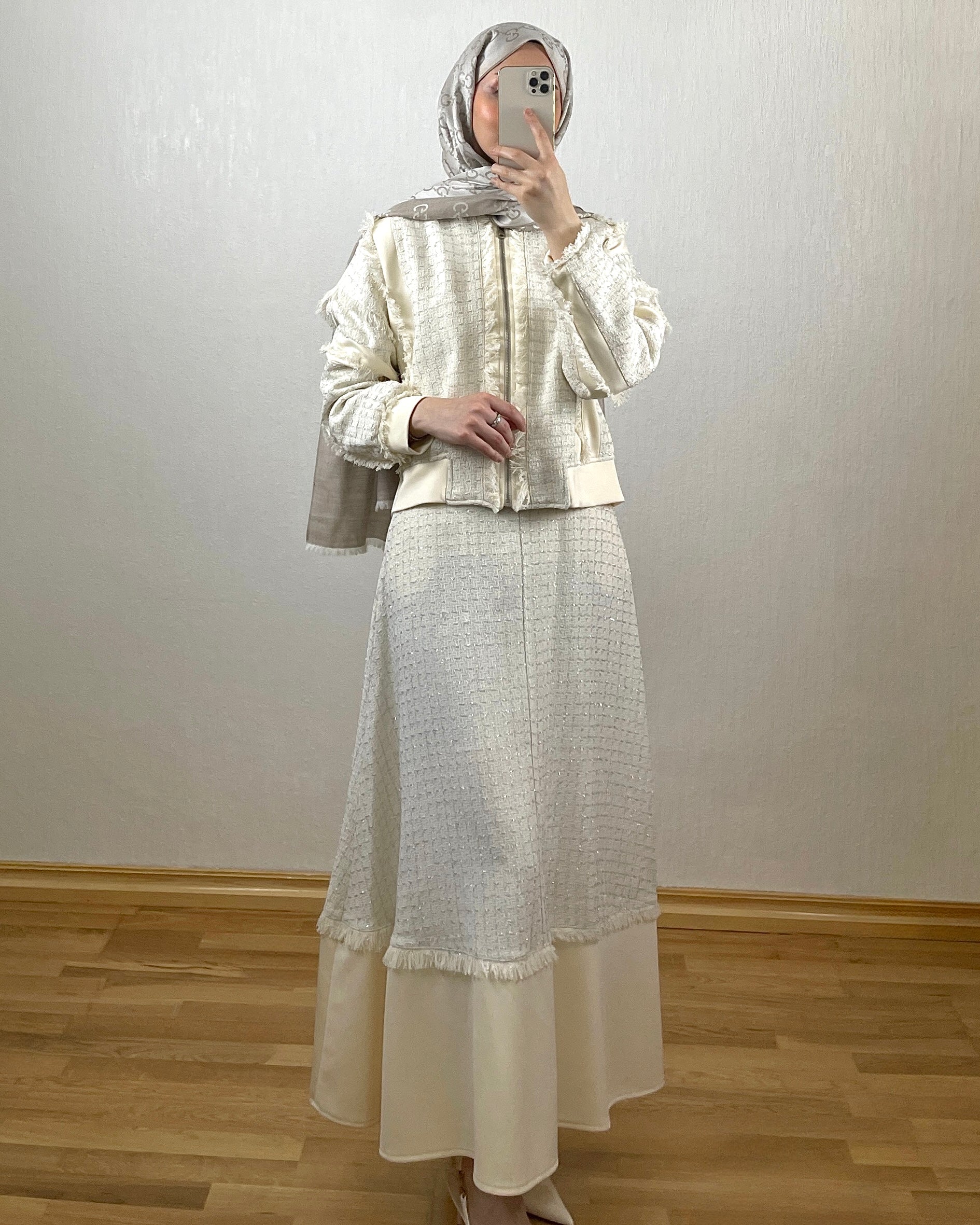 Tweed Look Sett – Krem