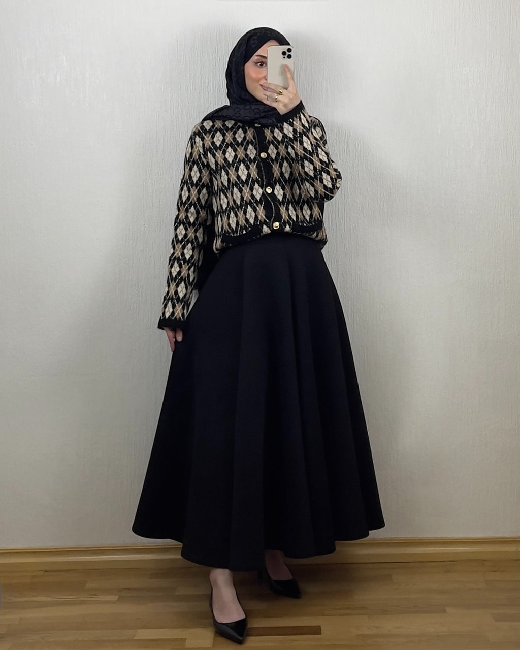 Elegant Scuba Skjørt – Svart