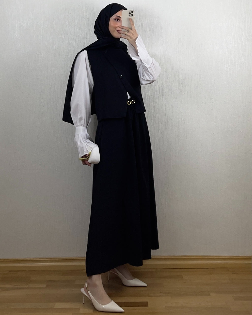 Elegant sett med skjørt & vest – Svart