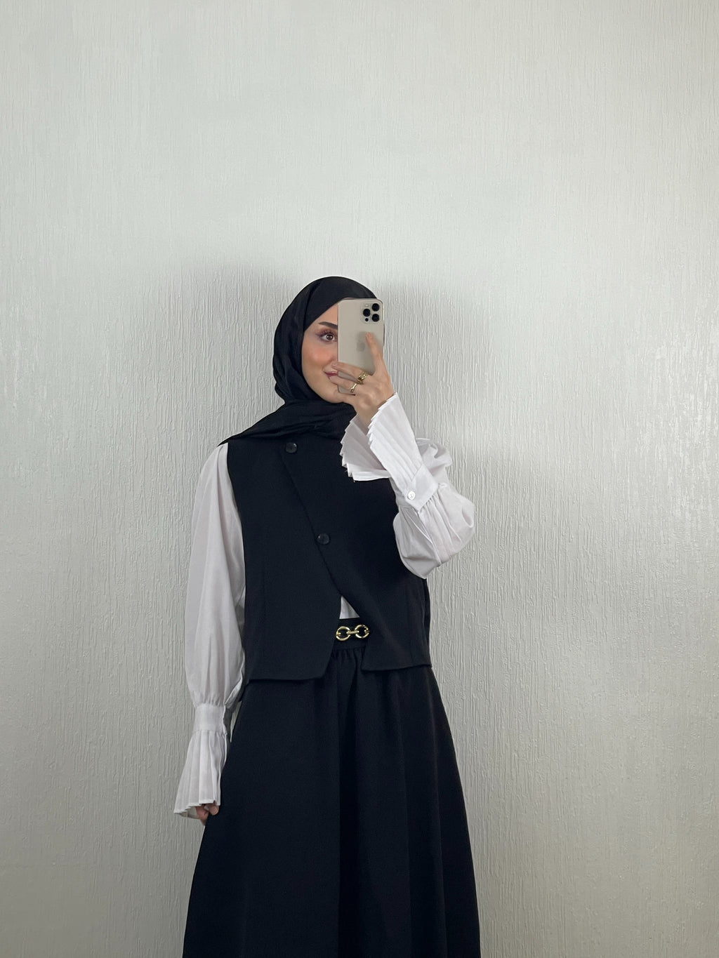 Elegant sett med skjørt & vest – Svart