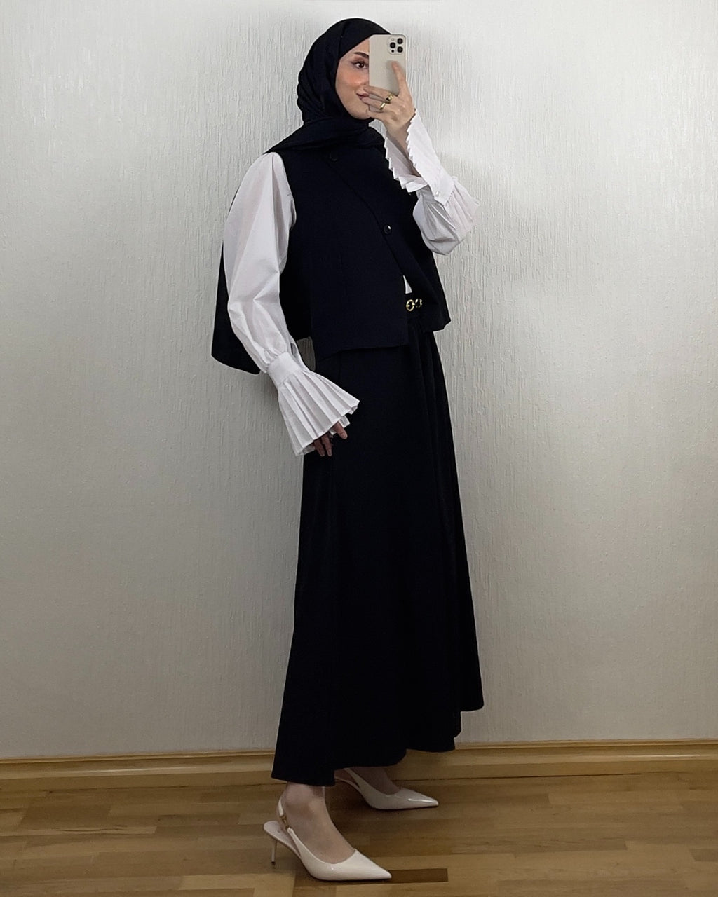 Elegant sett med skjørt & vest – Svart